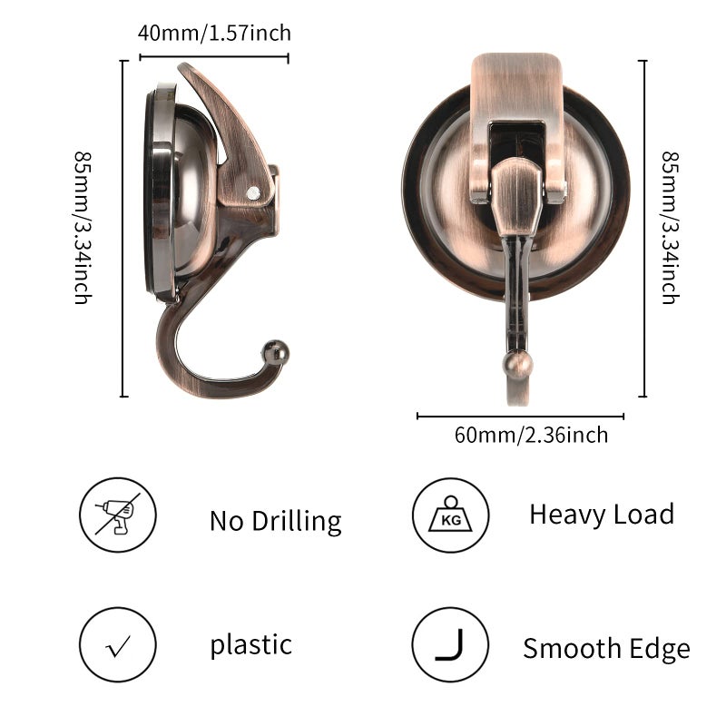 Khdrvok Wreath Cup Hook  Easy to Install and Remove  No Hole Punched  Bronze -Plated Plished Super Suction Hanger for Kitchen Bathroom and Restroom 2Pack - Image 4
